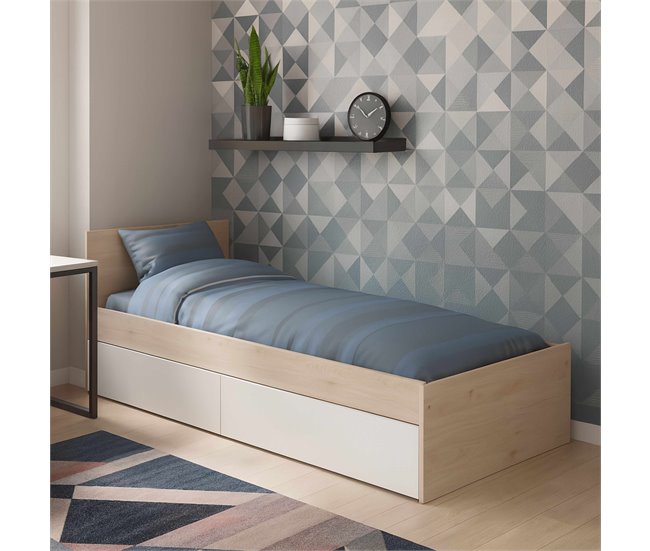 Pacote de 2 gavetas inferiores para cama infantil estilo nórdico Branco