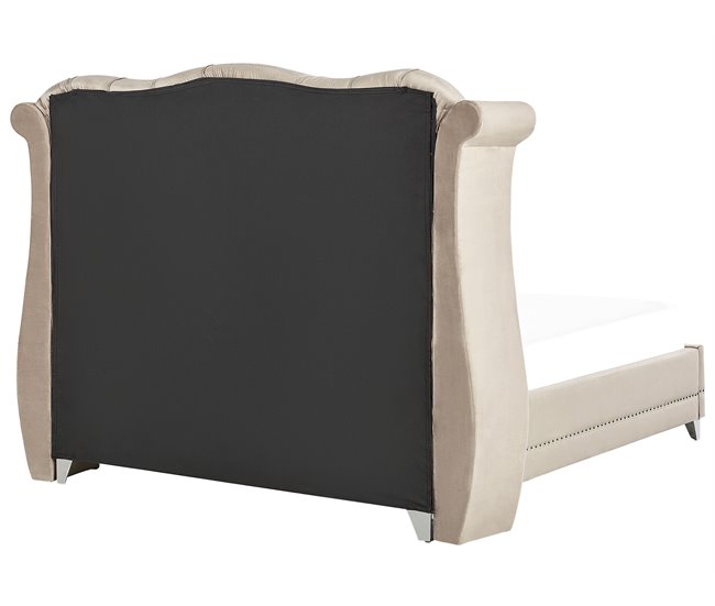Beliani Cama com estrado Veludo AYETTE 225x215 Bege