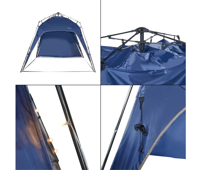 Barendrecht Gazebo de jardim LED com módulo solar 250x250 Azul