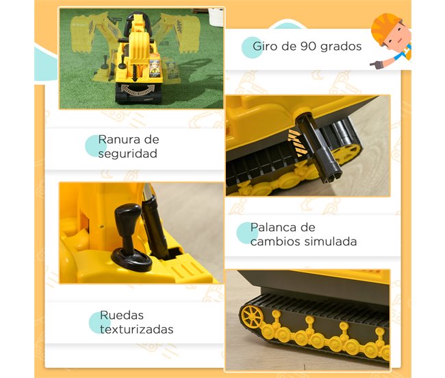 Escavadora sem Pedais PP e ABS HOMCOM Amarelo