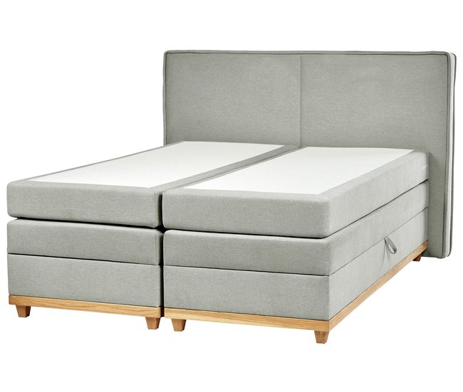 Beliani Cama continental Poliéster DYNASTY 180x217 Cinza Claro