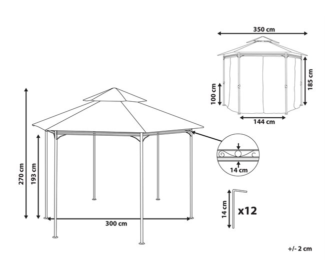 Beliani Pérgola de Jardim PORTEL 350x350 Bege