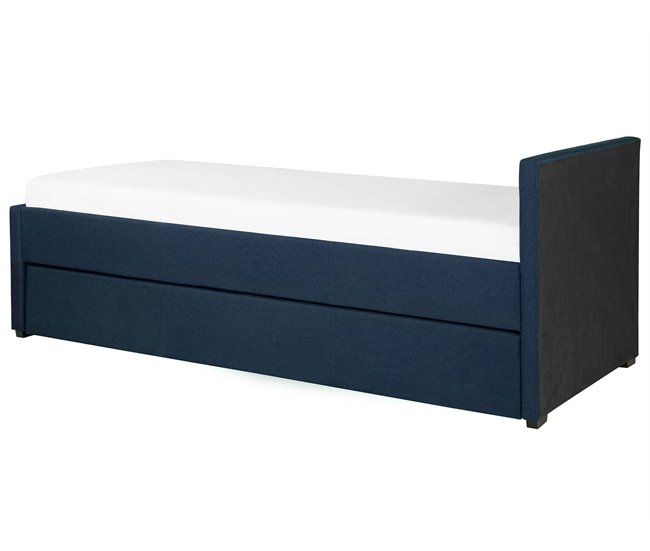 Beliani Cama com estrado Poliéster MARMANDE 86x214 Azul Marino