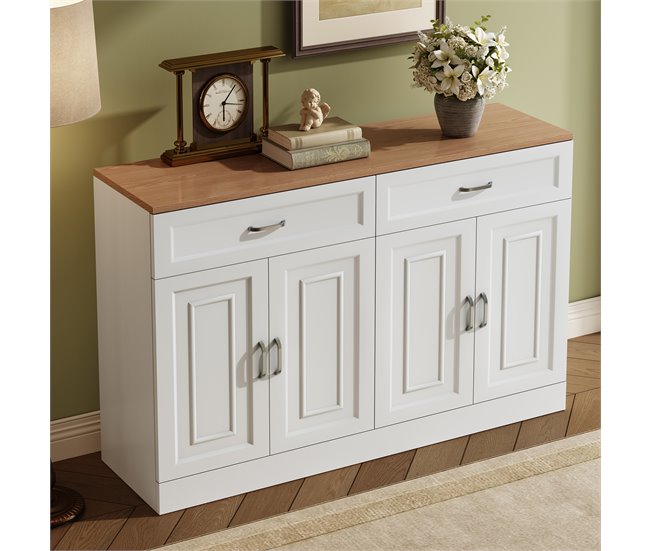 Aparador com 4 portas e 2 gavetas Branco