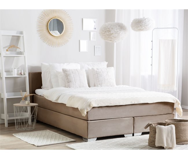 Beliani Cama continental Veludo CONSUL 171x212 Bege