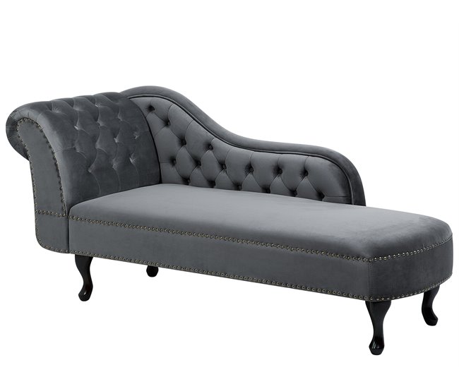 Beliani Chaise longue versão à esquerda Veludo NIMES Azul/ Verde
