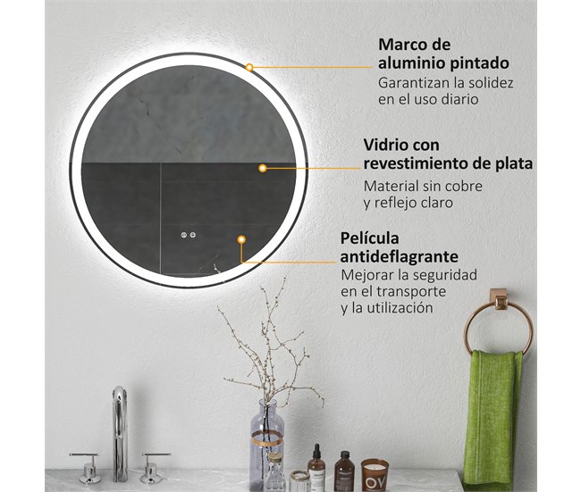 Espelho de Casa de Banho Vidro, Alumínio kleankin Transparente
