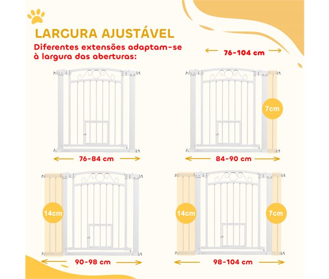 Barrera de Segurança para Cães Acero e PA PawHut Branco