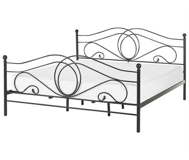 Beliani Cama com estrado Metal LYRA 182x209 Preto