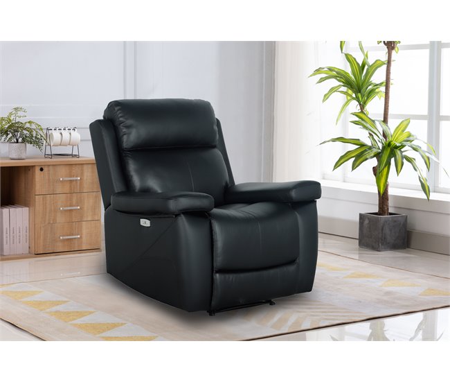 CadeirãoTHEA relax elétrico pele petro Preto