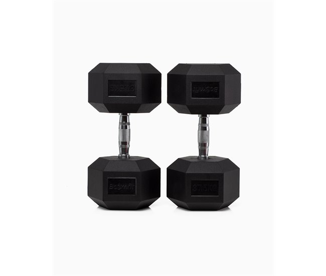 Halteres Hexagonais 37,5Kg (Par) - BOOMFIT Preto