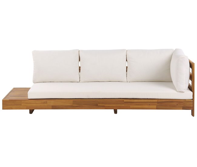 Beliani Conjunto lounge Madeira de acácia MARETTIMO Branco/ Bege