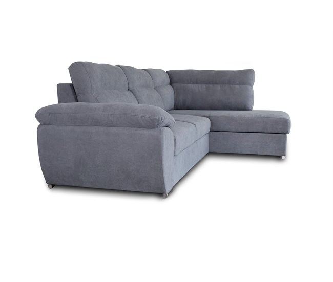 Sofá de canto KENDAL com cama e arca Cinza