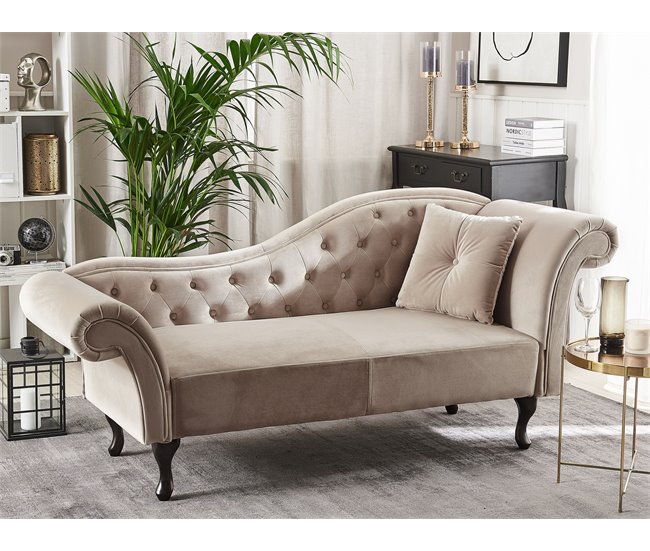 Beliani Chaise longue derecho Terciopelo LATTES Azul/ Verde