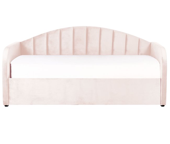 Beliani Cama nido Terciopelo EYBURIE 99x217 Cinza Claro