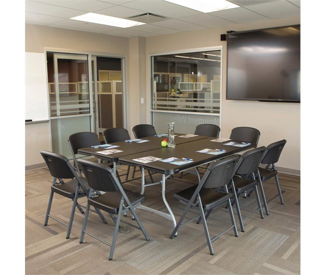 Mesa rectangular patas plegables negro LIFETIME 182 x 76 x 73,5 cm Preto