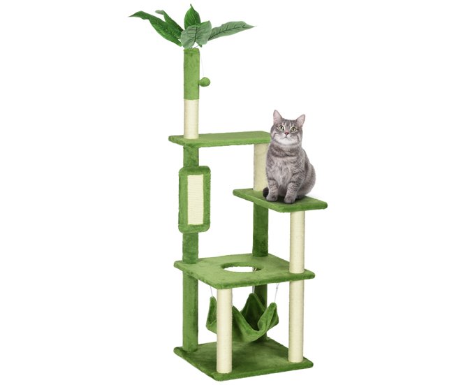 Arranhador para Gatos Aglomerado de Madeira, Sisal e Poliéster Verde