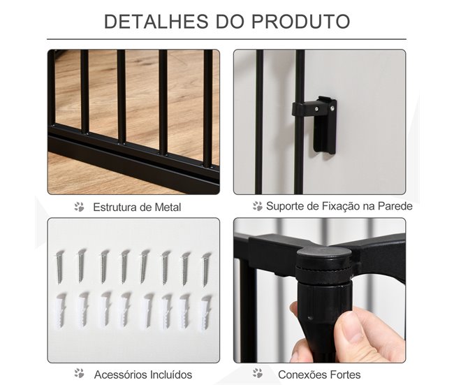 Barreira de Segurança Animais Metal e Plástico PawHut Preto