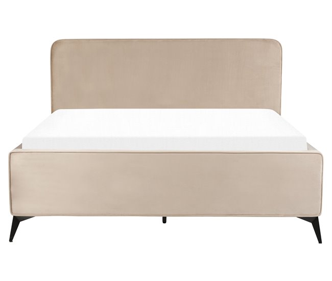 Beliani Cama com estrado Veludo VALOGNES 172x220 Bege