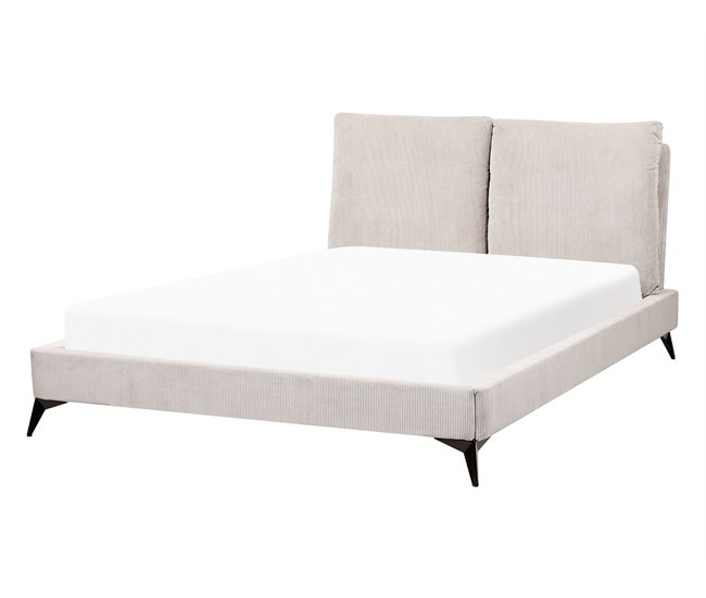 Beliani Cama com estrado Bombazine MELLE 155x240 Bege