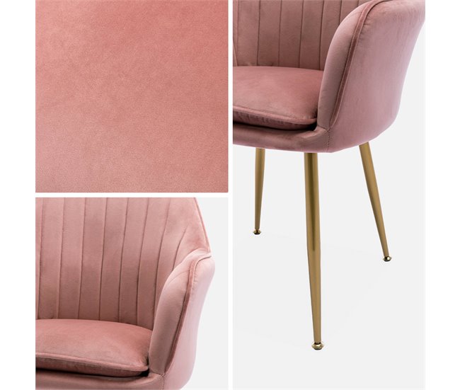 Conjunto de 2 poltronas de veludo com pernas de metal Rosa