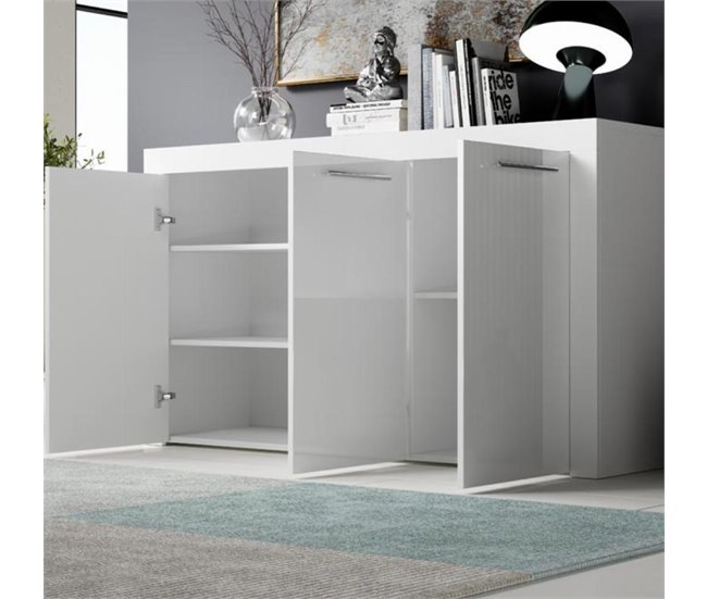 Aparador Sala de estar e jantar 3 portas Nelia Muebles Bonitos 144 Branco