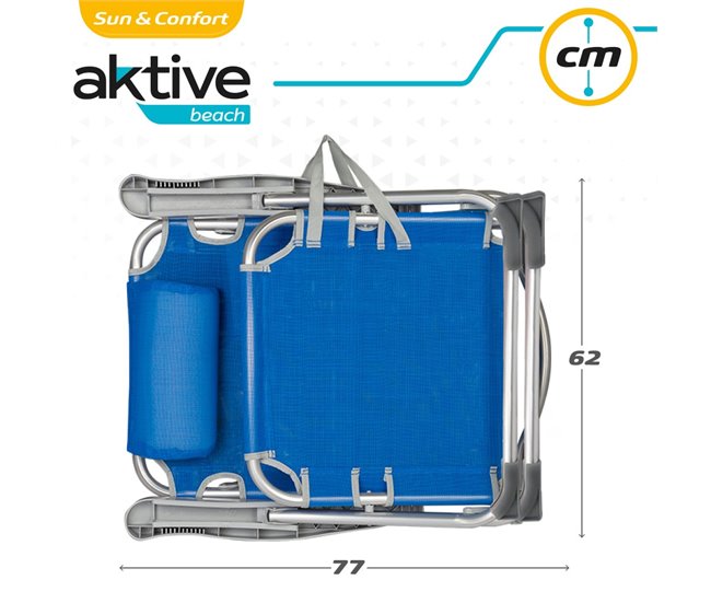 Pack económico 2 cadeiras de praia Gomera cadeiras de praia multiposição anti-tombamento c/ almofada 48x60x90 cm Aktive Cinza