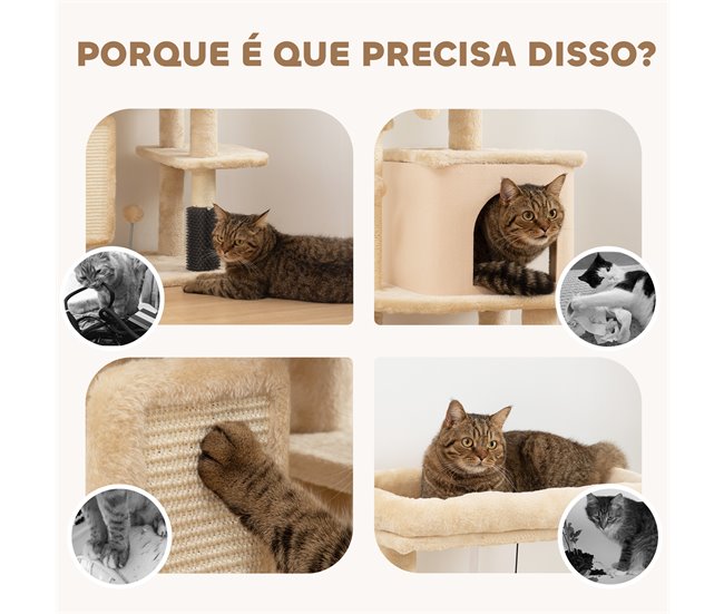 Arranhador para Gatos Melamina de Madeira e Sisal PawHut Cru