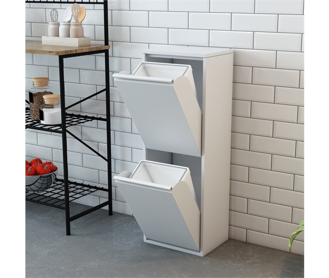 Sollentuna 28 L armário de plástico metálico para o lixo Branco