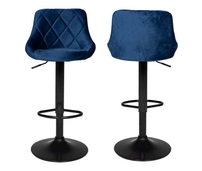 Conjunto de 2 bancos de bar em veludo ROBIN Azul