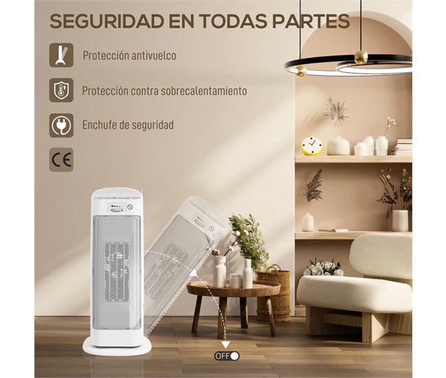 Aquecedor Elétrico ABS e PA HOMCOM Branco