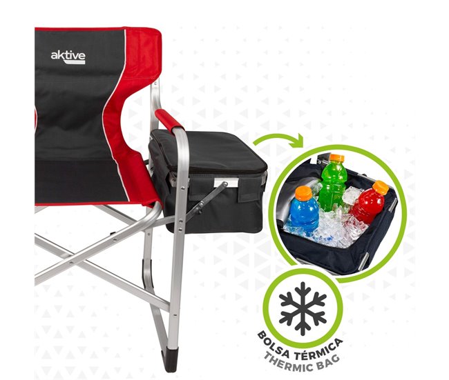 Cadeira de camping diretor com mesa e bolsa térmica Aktive Preto/ Vermelho