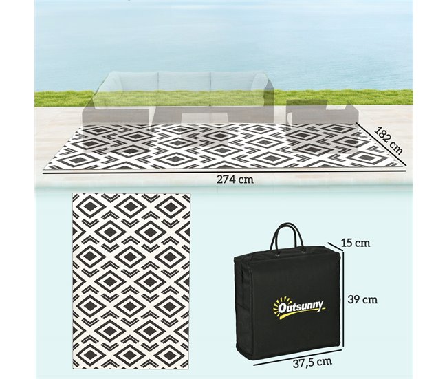 Tapete de Exterior Polipropileno Outsunny Branco