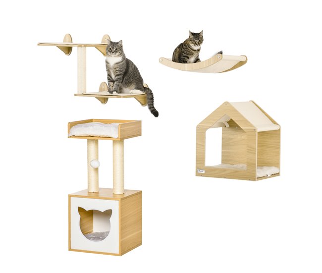 Arranhador e Parede de Escalada para Gatos Cru