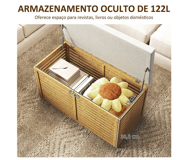 Baú de Arrumação Poliéster e Bambu HOMCOM, casa - quarto Castanho