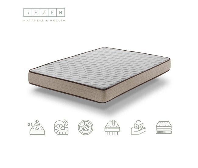 Colchão de espuma de memória Bamboo Deluxe Bezen|Alta Firmeza | Ergonómica e anatómica 