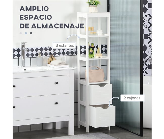 Alto Armário de banheiro Placa de MDF kleankin Branco