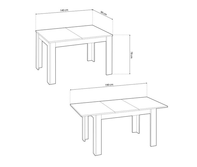 Mesa de comedor Danna 140 190x90 Branco