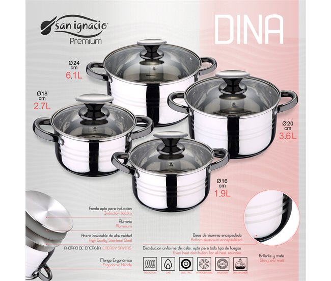 8 peças Bateria de cozinha com jogo de remendo Multicor