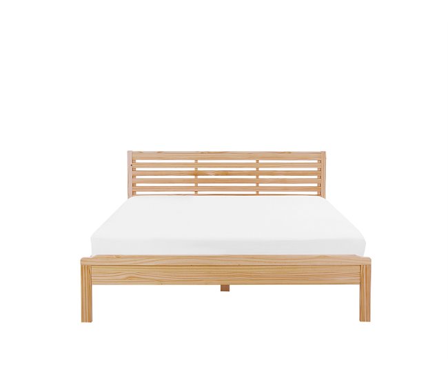 Beliani Cama com estrado Madeira de seringueira CARNAC 165x210 Castanho