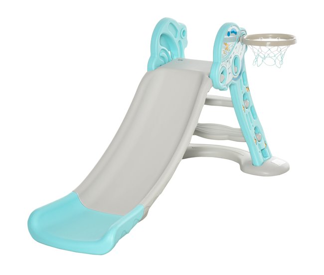 Escorrega Infantil HDPE, PP HOMCOM Cinza Azul
