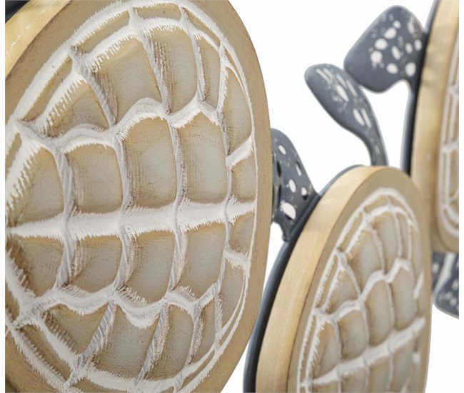 Decoração em Metal e Madeira Tartarugas 1 Multicor
