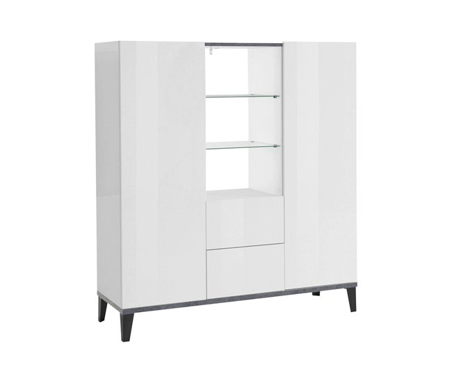 Aparador com efeito madeira 120 Branco/cinza