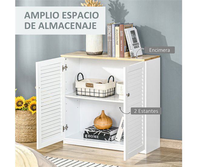 Aparador MDF, Madeira de borracha HOMCOM 80 Branco