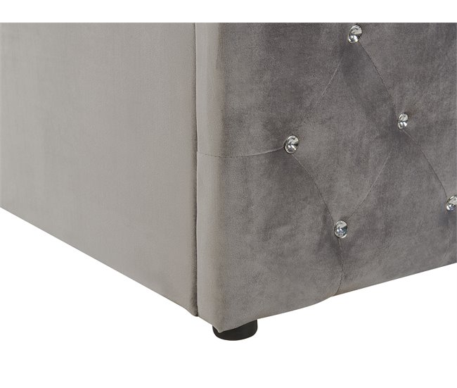 Beliani Cama con almacenaje Terciopelo AMIENS 171x217 Cinza Escuro