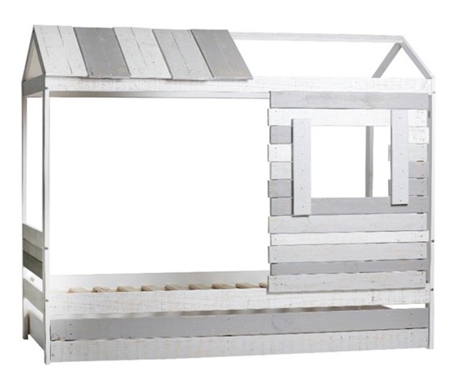 Cama 90x190 cm CABANA branca/cinza Branco/cinza