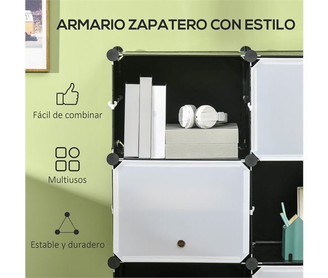 Armário Modular 12 Cubos PP e Aço HOMCOM 125 Branco