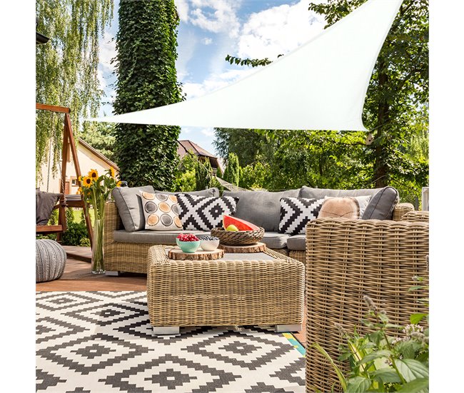 Toldo triangular de poliéster Aktive Garden cor branca Branco