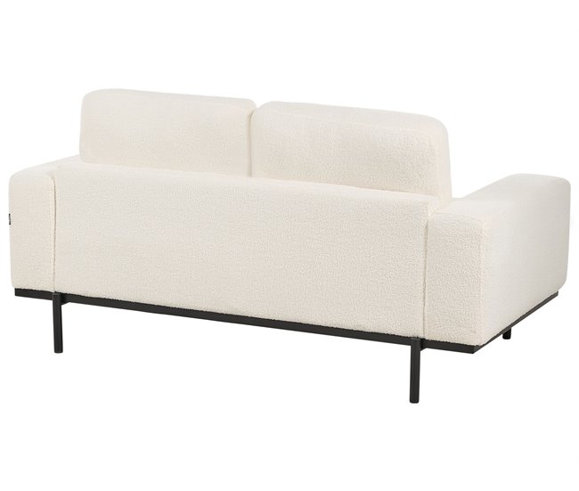 Beliani Sofá de 2 lugares Bouclé SOVIK Branco/ Bege