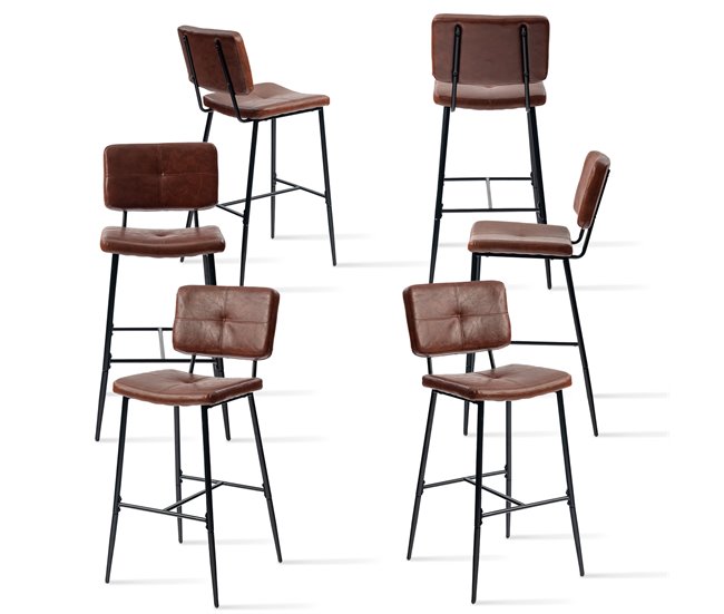 MEUBLES COSY Conjunto De Cadeiras De Bar Confortáveis E Duráveis Castanho